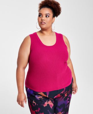Nina Parker Women's Fuchsia Ribbed Knitted Sleeveless Blouse| Nina Parker In Lebanon