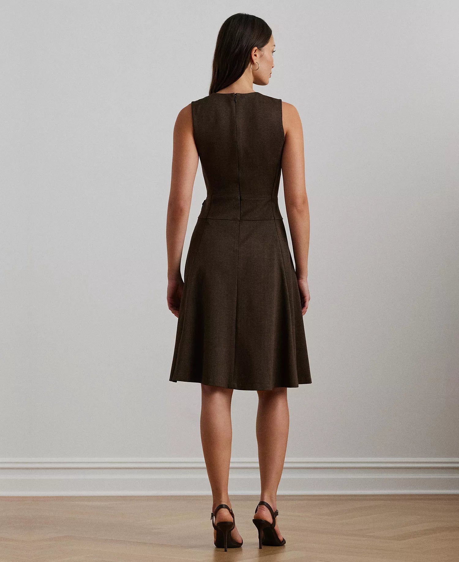 Lauren Ralph Lauren Women's Dark Green Buckle-Trim Herringbone Sleeveless Dress | Lauren Ralph Lauren In Lebanon