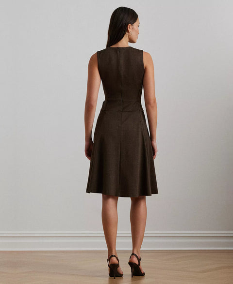 Lauren Ralph Lauren Women's Dark Green Buckle-Trim Herringbone Sleeveless Dress | Lauren Ralph Lauren In Lebanon