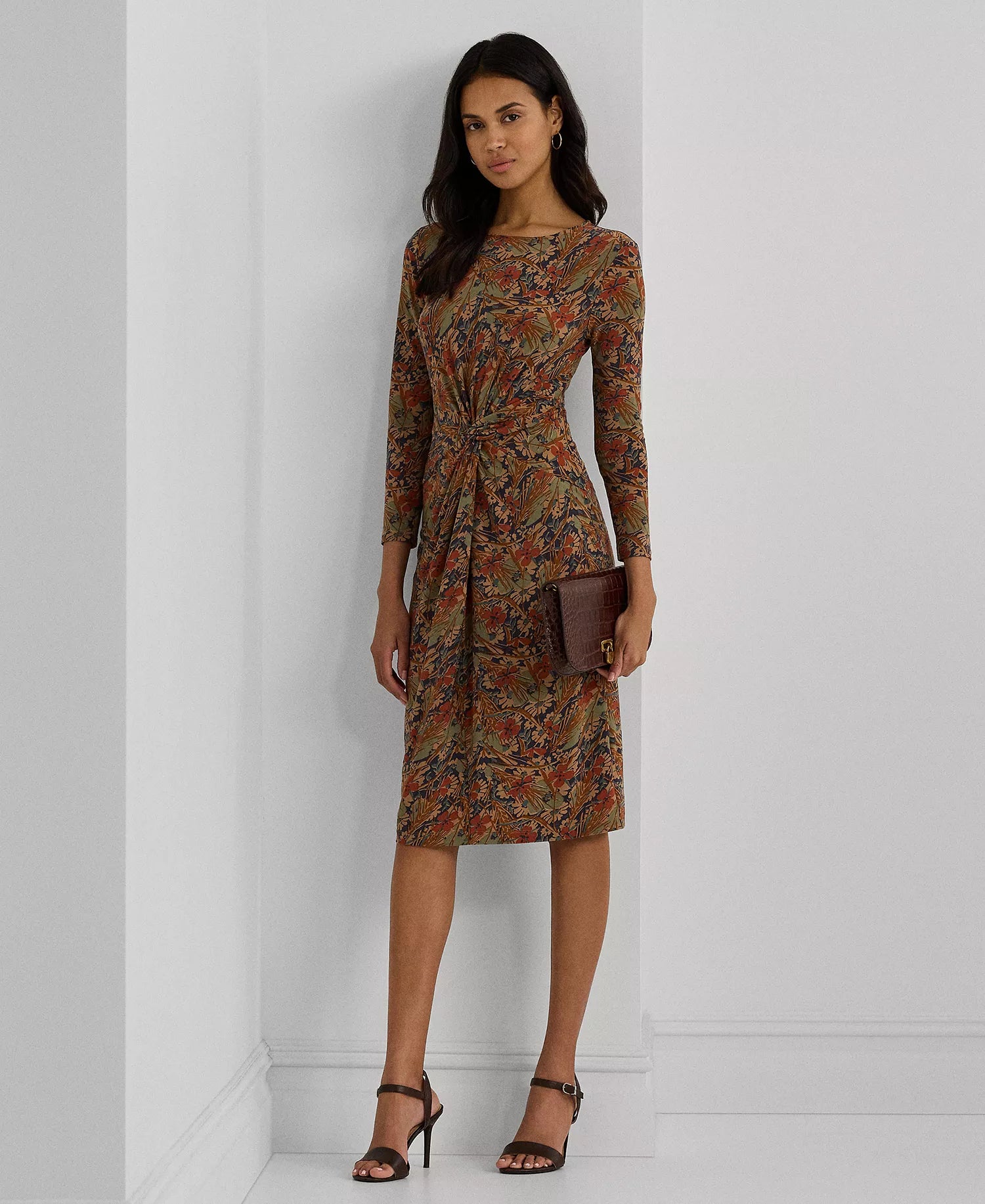 Lauren Ralph Lauren Women's Multicolor Floral Twist-Front Stretch Jersey Dress | Lauren Ralph Lauren In Lebanon