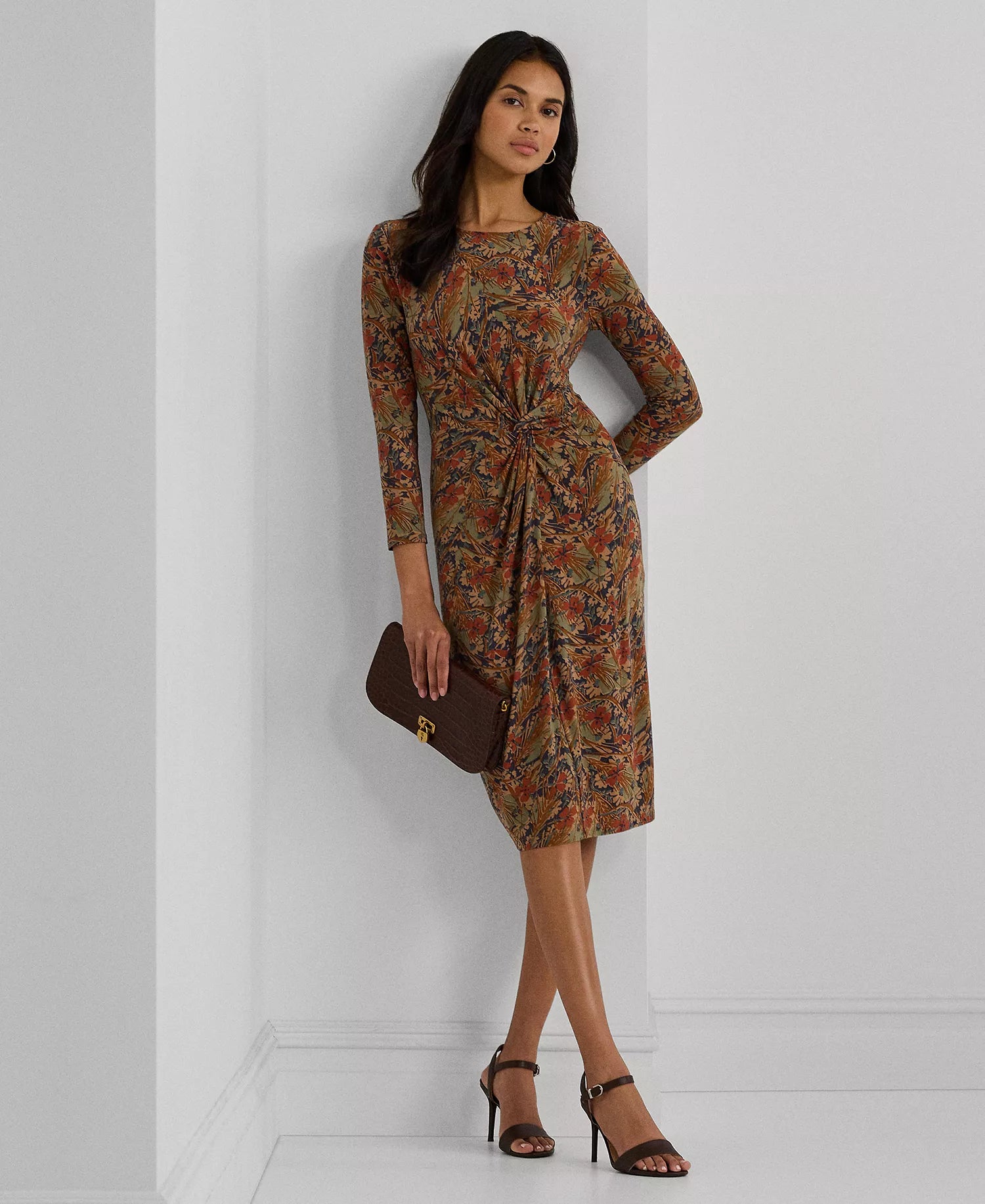 Lauren Ralph Lauren Women's Multicolor Floral Twist-Front Stretch Jersey Dress | Lauren Ralph Lauren In Lebanon