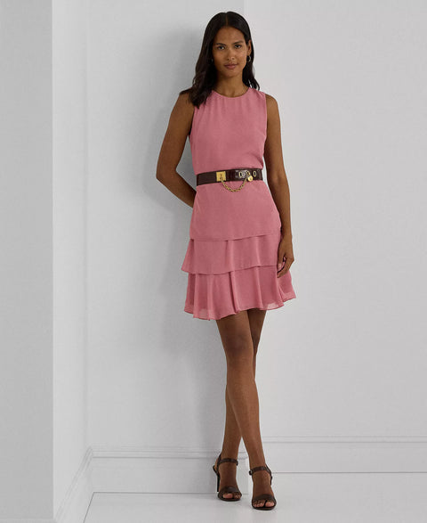 Lauren Ralph Lauren Women's Dusty Rose Georgette Shift Dress | Lauren Ralph Lauren In Lebanon