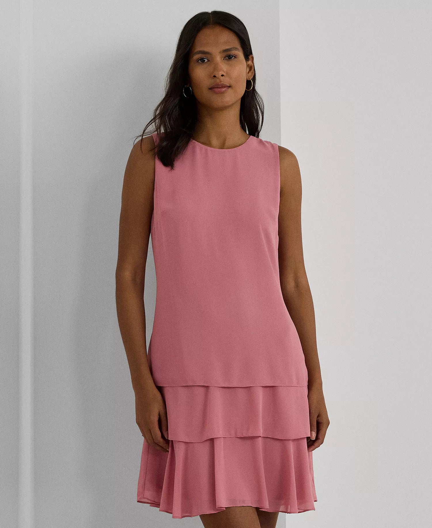 Lauren Ralph Lauren Women's Dusty Rose Georgette Shift Dress | Lauren Ralph Lauren In Lebanon