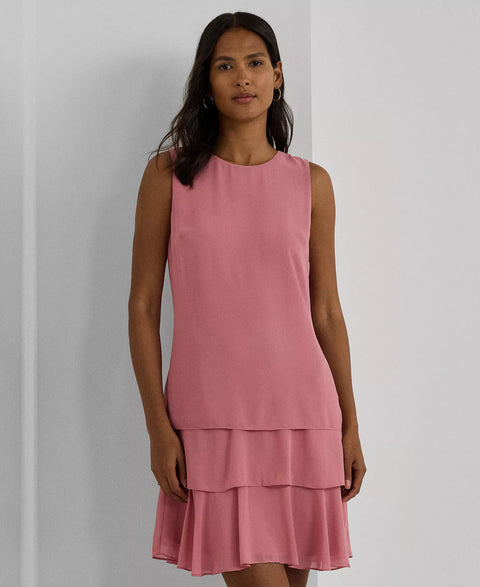 Lauren Ralph Lauren Women's Dusty Rose Georgette Shift Dress | Lauren Ralph Lauren In Lebanon