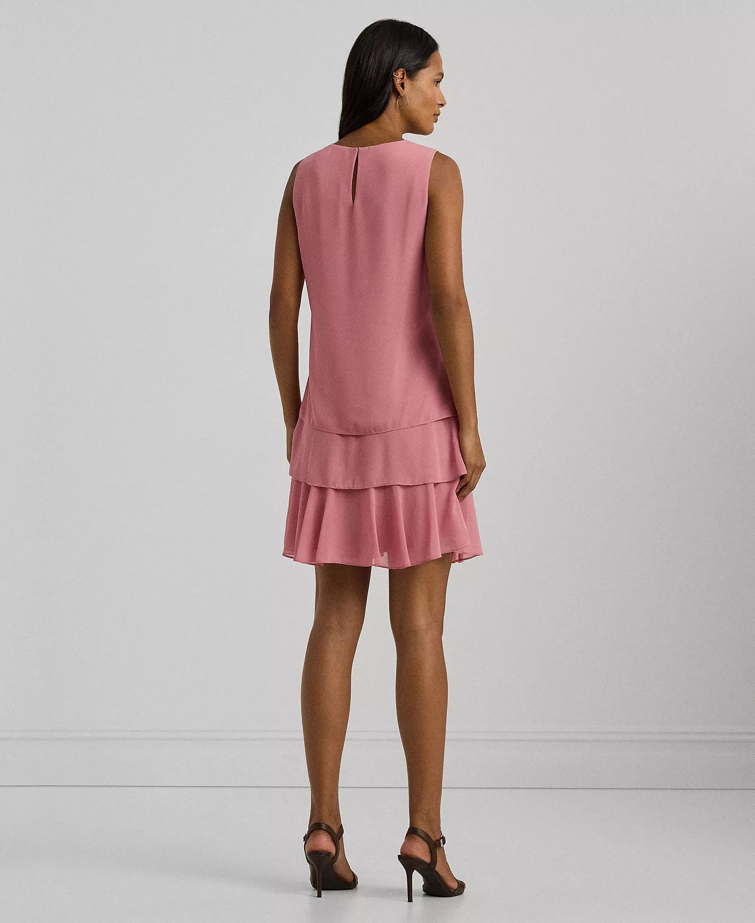 Lauren Ralph Lauren Women's Dusty Rose Georgette Shift Dress | Lauren Ralph Lauren In Lebanon