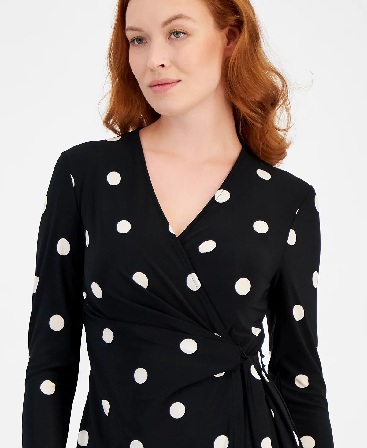 Anne Klein Women's Black Printed 3/4-Sleeve Wrap Dress | Anne Klein In Lebanon