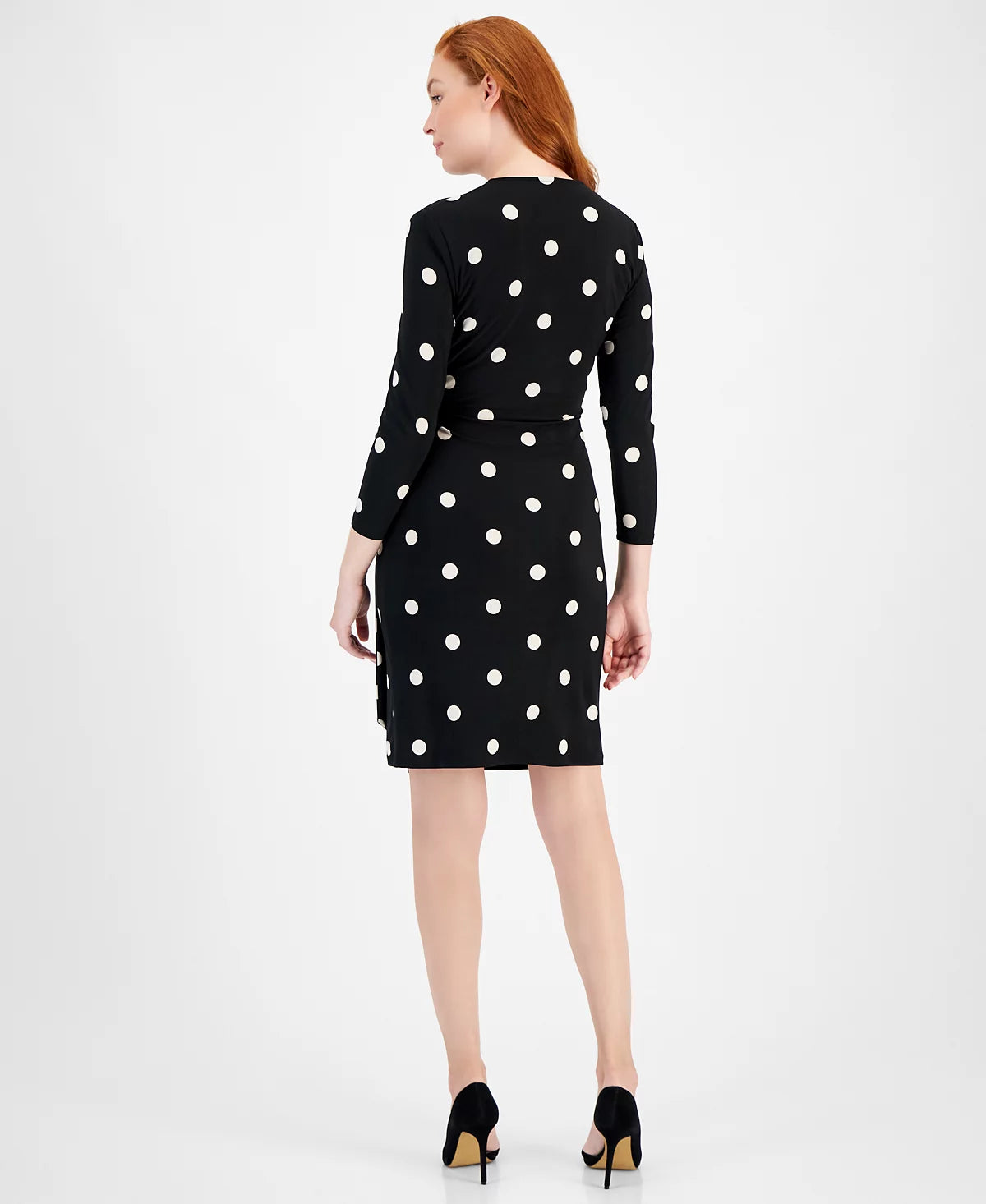 Anne Klein Women's Black Printed 3/4-Sleeve Wrap Dress | Anne Klein In Lebanon