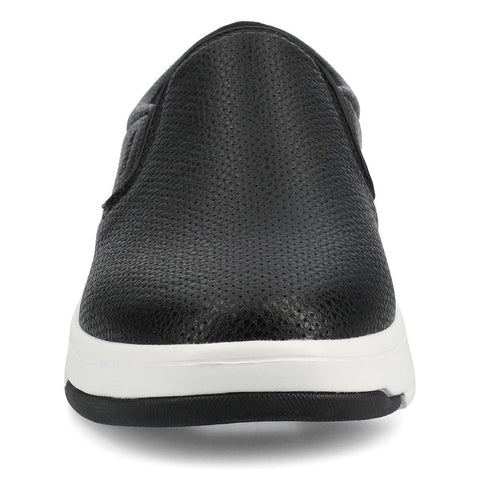 Vance Co Men's White & Black Townes Comfort Perforated Flexible Slip-on Sneakers  | Vance Co In Lebanon