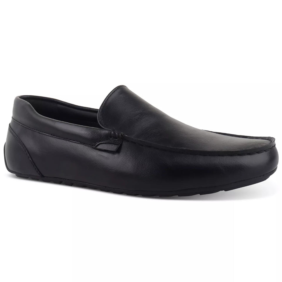 Black loafer shoe on a white background