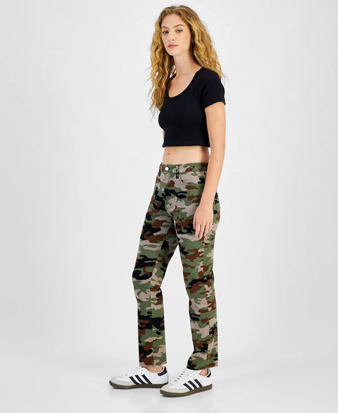Tinseltown Women's Desert Camo Slim-Fit High-Rise Straight-Leg Jeans | Tinseltown In Lebanon