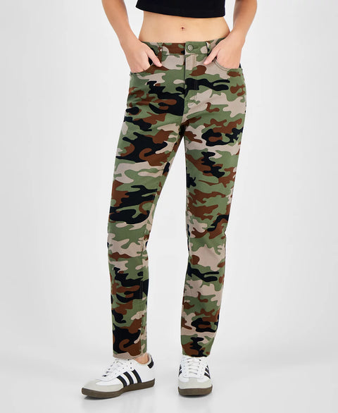 Tinseltown Women's Desert Camo Slim-Fit High-Rise Straight-Leg Jeans | Tinseltown In Lebanon