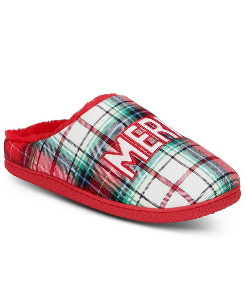 Holiday Lane Unisex Red Merry Winterton Plaid Slippers | Holiday Lane In Lebanon