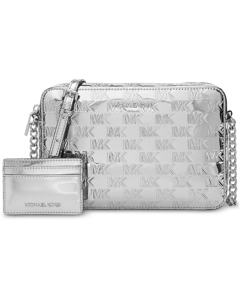 Michael Kors Women's Silver Jet Set Large East West Crossbody With Card Holder In Gift Box | Michael Kors In Lebanon