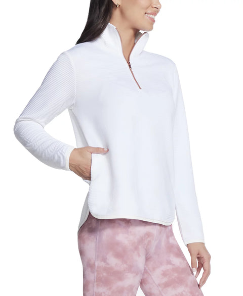 Skechers Women's White Go Walk Ottoman 1/4 Zip Sweatshirt | Skechers In Lebanon