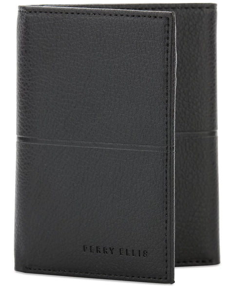 Perry Ellis Portfolio Men's Black Slim Faux-Leather Trifold Wallet | Perry Ellis Portfolio In Lebanon