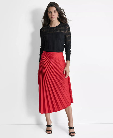 DKNY Women’s Red  Pleated Asymmetrical Midi Skirt | DKNY in Lebanon
