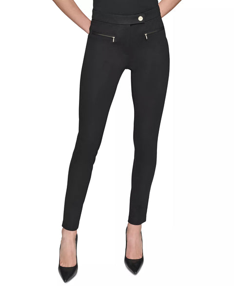 Karl Lagerfeld Paris Women's Black Zip-Pocket Ankle Ponte Pants | Karl Lagerfeld Paris In Lebanon