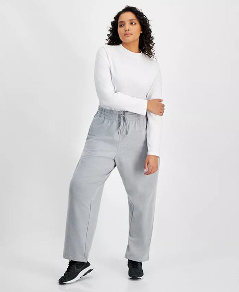 ID Ideology Women's Light Gray Plus Size Fleece Sweatpants | ID Ideology In Lebanon