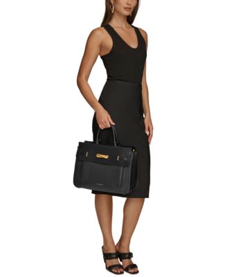 Donna Karan New York Women's Black Oceanside Top Handle Leather Handbag  | Donna Karan In Lebanon