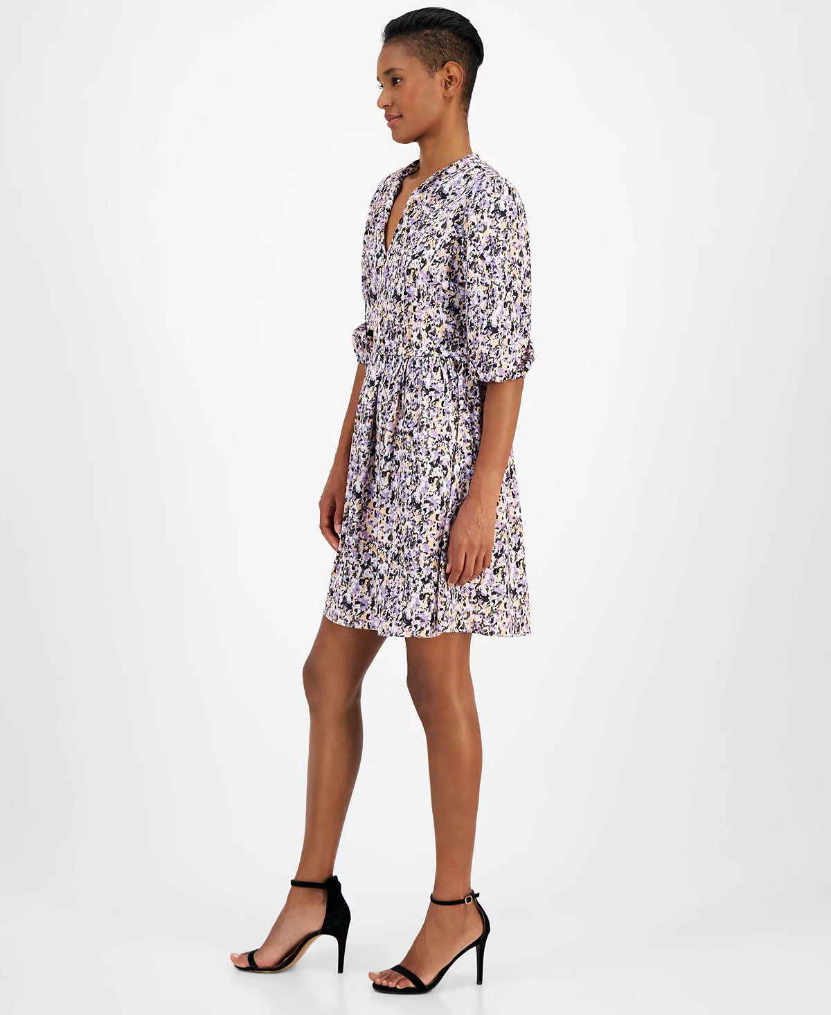 Boss Orange Women's Multicolor Dorena Printed Tie-Neck A-Line Dress | Boss Orange In Lebanon