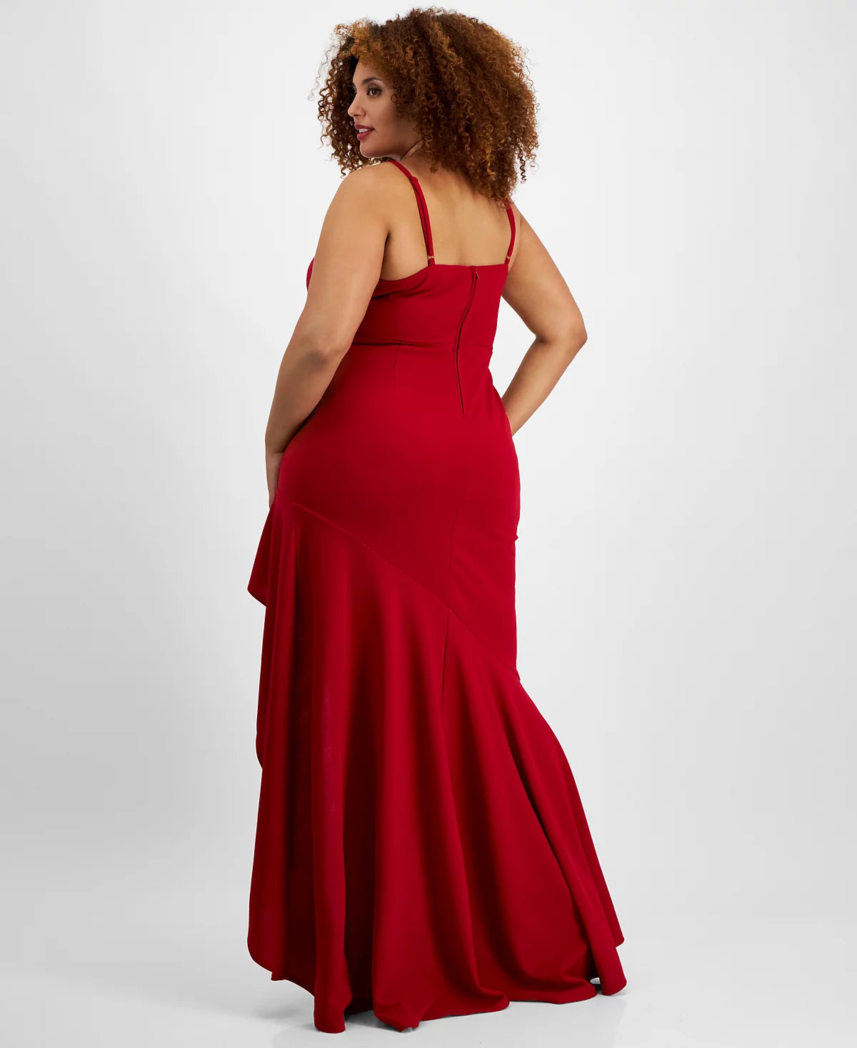 City Studios Women's Red Plus Size Rhinestone-Trim High-Low Gown Dress | City Studios In Lebanon
