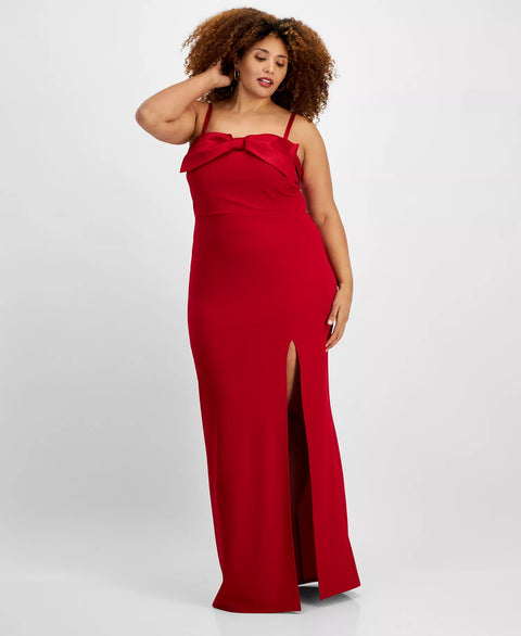 City Studios Women’s Red Plus Size Crimson Bow-Accent  Dress | City Studios in Lebanon