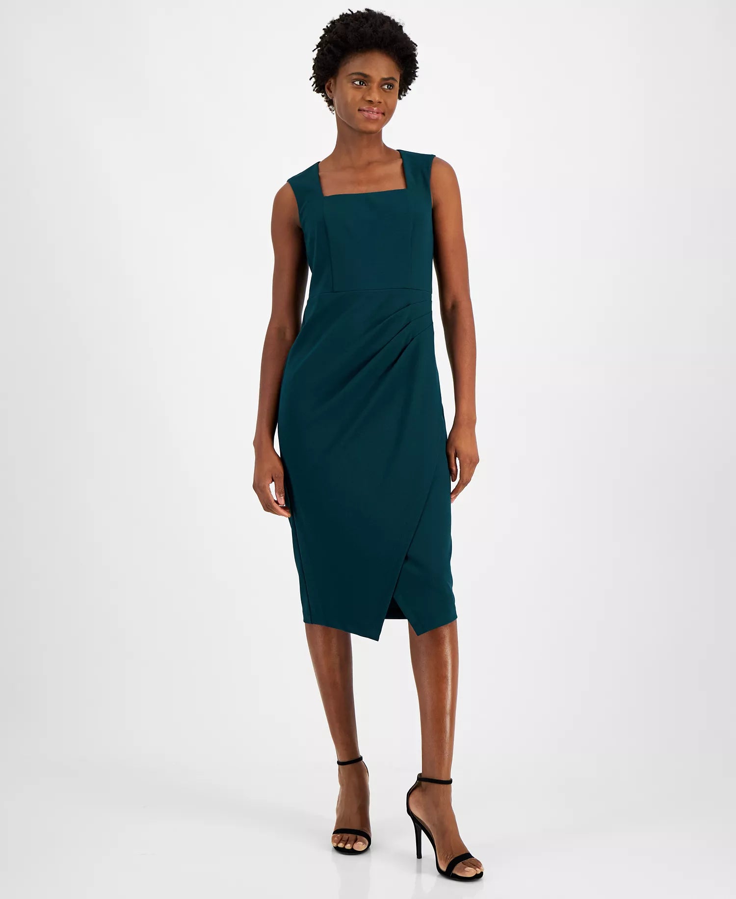 Anne Klein Women Dark Teal Square-Neck Ruched Sheath Dress | Anne Klein in Lebanon