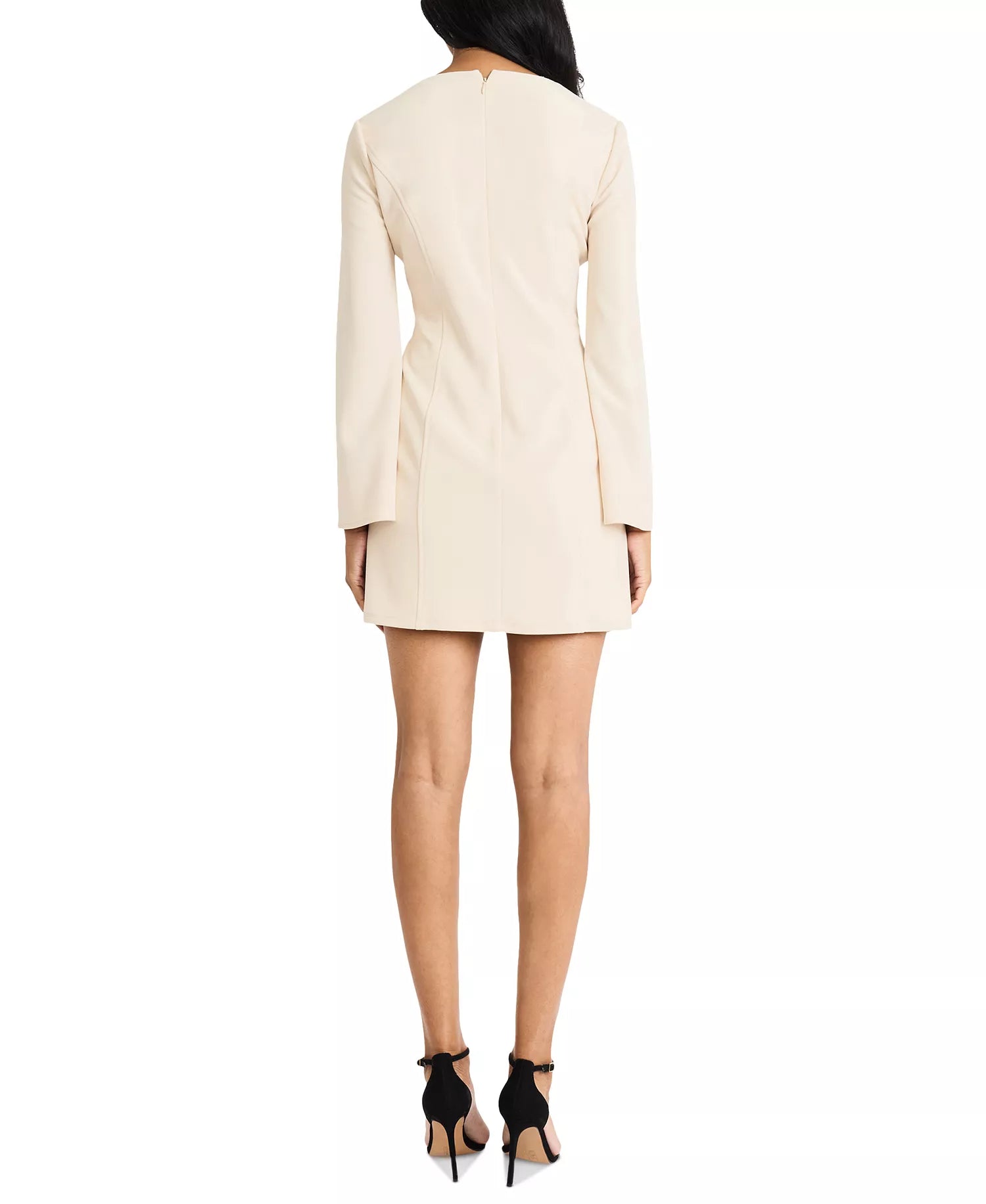 Donna Morgan Women's Light Beige  Scoop Neck Long Sleeve Mini Dress | Donna Morgan in Lebanon