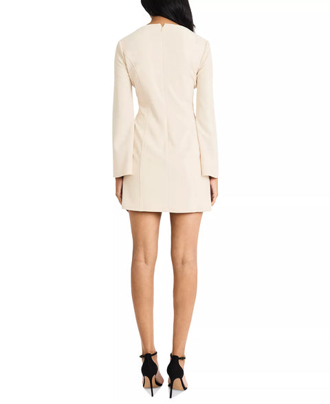 Donna Morgan Women's Light Beige  Scoop Neck Long Sleeve Mini Dress | Donna Morgan in Lebanon
