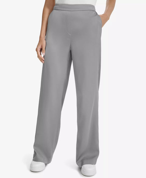Calvin Klein Women's Grey Elastic-Back Wide-Leg Pants | Calvin Klein In Lebanon