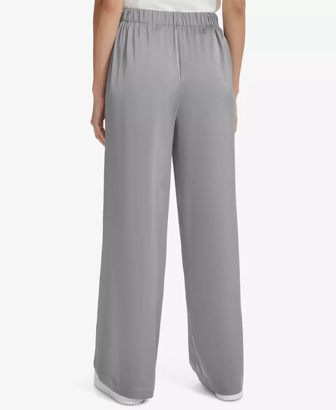 Calvin Klein Women's Grey Elastic-Back Wide-Leg Pants | Calvin Klein In Lebanon
