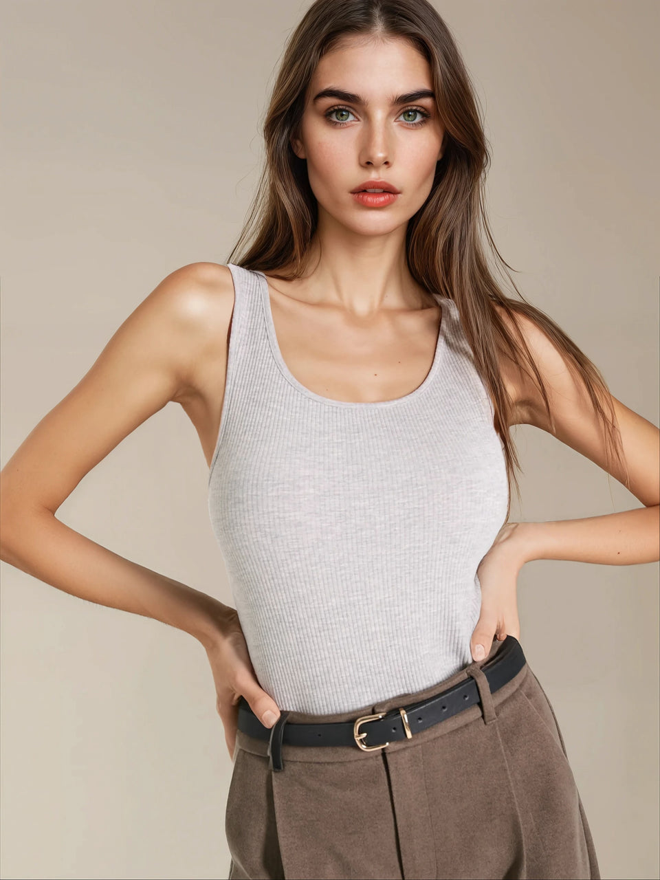 Sinsay Women's Light Grey Ribbed Tank Top | Sinsay In Lebanon