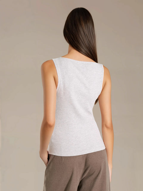 Sinsay Women's Light Grey Ribbed Tank Top | Sinsay In Lebanon