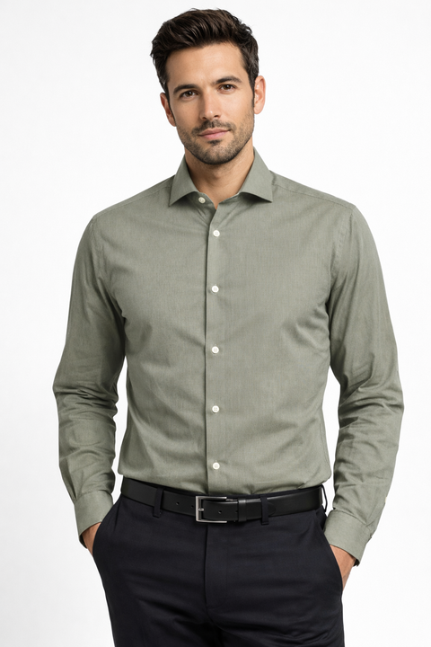 Calvin Klein Men's Green & White Steel Slim-Fit Non-Iron Shirt | Calvin Klein In Lebanon