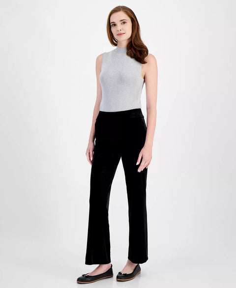 Anne Klein Women's Black High-Rise Wide-Leg Velvet Pants | Anne Klein in Lebanon