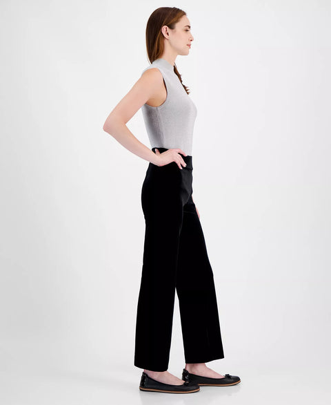 Anne Klein Women's Black High-Rise Wide-Leg Velvet Pants | Anne Klein in Lebanon
