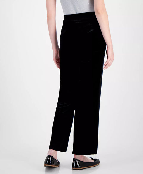Anne Klein Women's Black High-Rise Wide-Leg Velvet Pants | Anne Klein in Lebanon