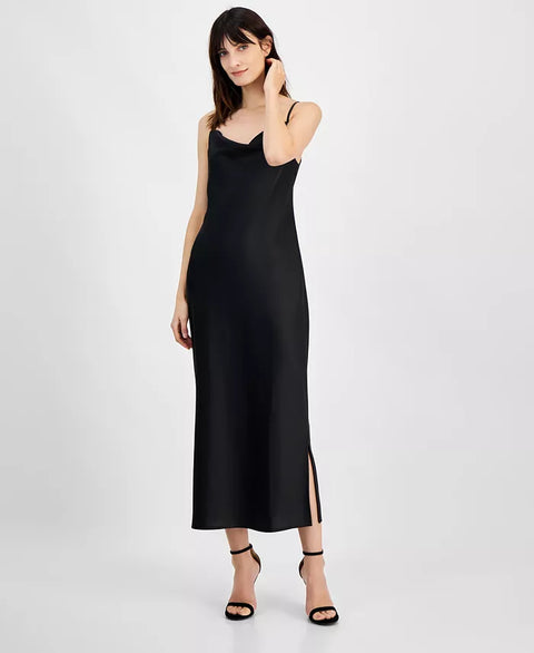 Anne Klein Women's Black Cowlneck Side-Slit Slip Dress | Anne Klein In Lebanon