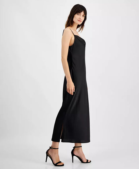 Anne Klein Women's Black Cowlneck Side-Slit Slip Dress | Anne Klein In Lebanon
