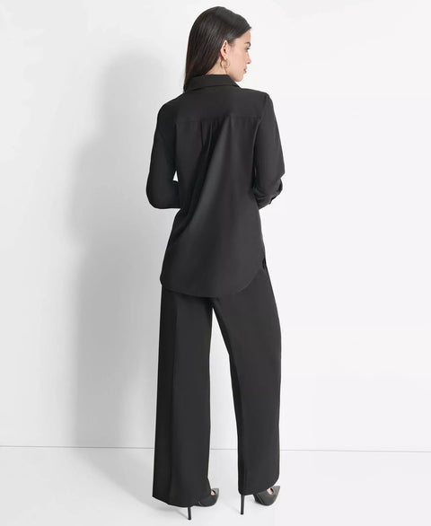 Dkny Women's Black Button-Front Shirt | Dkny In Lebanon
