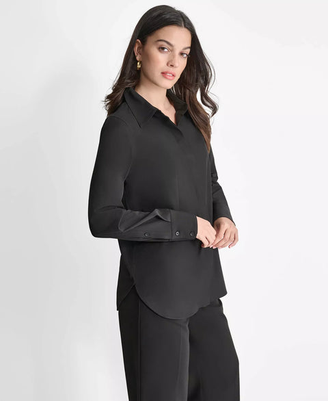 Dkny Women's Black Button-Front Shirt | Dkny In Lebanon
