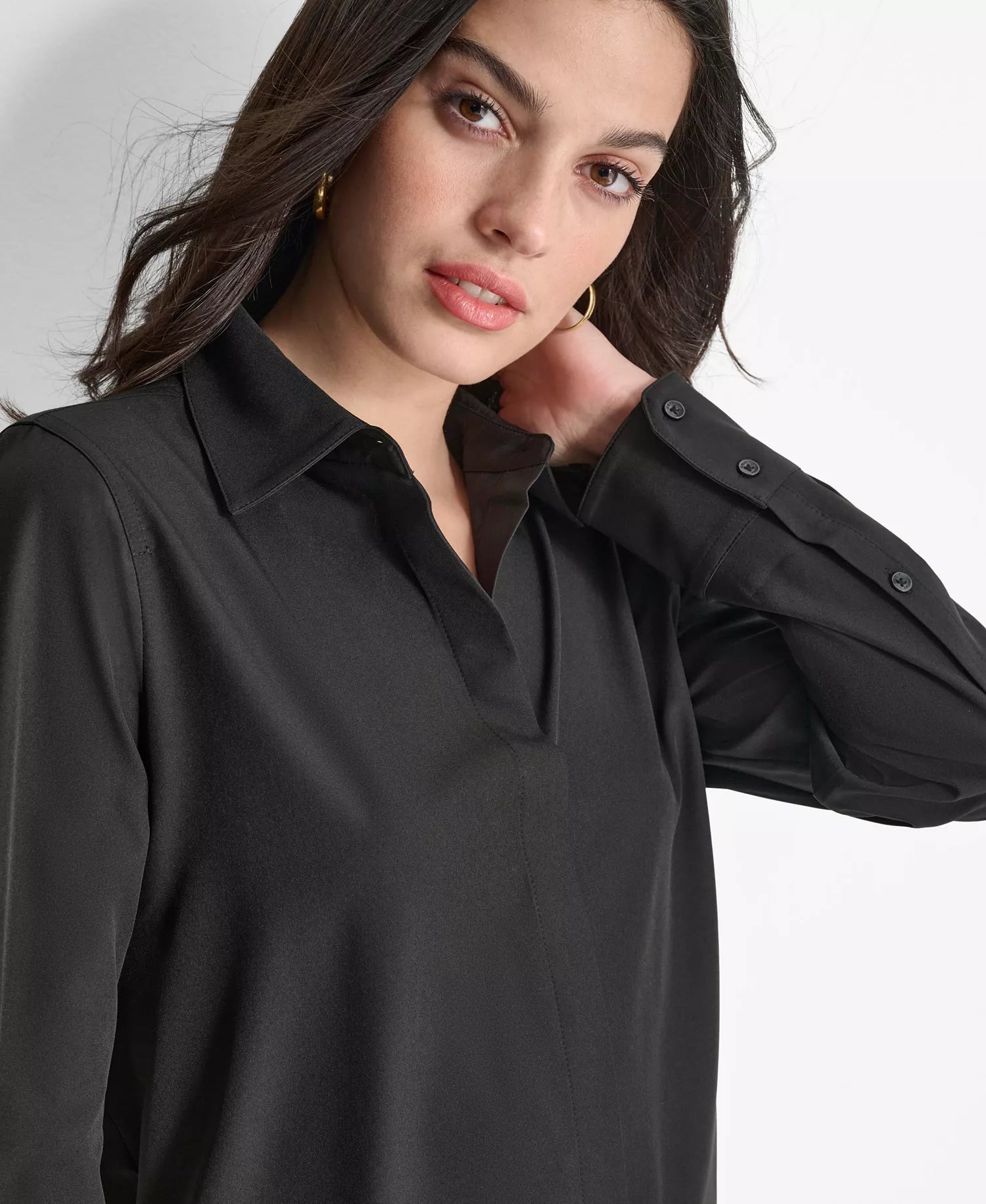 Dkny Women's Black Button-Front Shirt | Dkny In Lebanon
