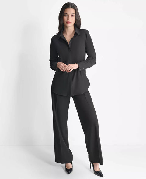 Dkny Women's Black Button-Front Shirt | Dkny In Lebanon