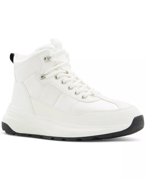 White high-top sneaker on a white background