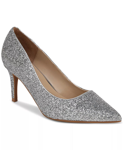 On 34th Women's Silver Glitter Jeules Pointed-Toe Slip-On Heels | On 34th in Lebanon
