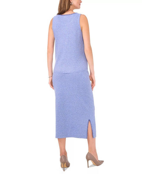 Vince Camuto Women's Blue Whipstitched Sleeveless Sweater | Vince Camuto In Lebanon