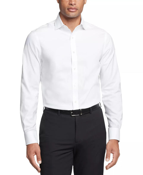 Tommy Hilfiger Men's White Regular Fit TH Flex Essentials Wrinkle Free Stretch Dress Shirt | Tommy Hilfiger In Lebanon