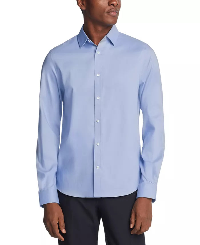 Michael Kors Men's Blue Airsoft Slim Fit Stretch Long Sleeve Shirt | Michael Kors In Lebanon