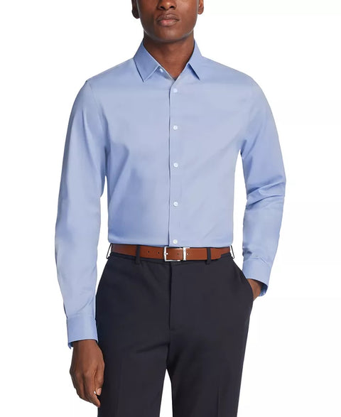 Michael Kors Men's Blue Airsoft Slim Fit Stretch Long Sleeve Shirt | Michael Kors In Lebanon