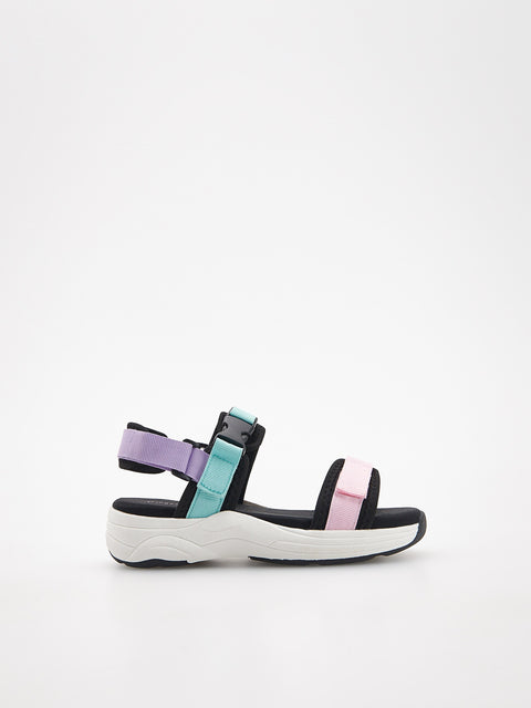 Multicolored sandal on a white background